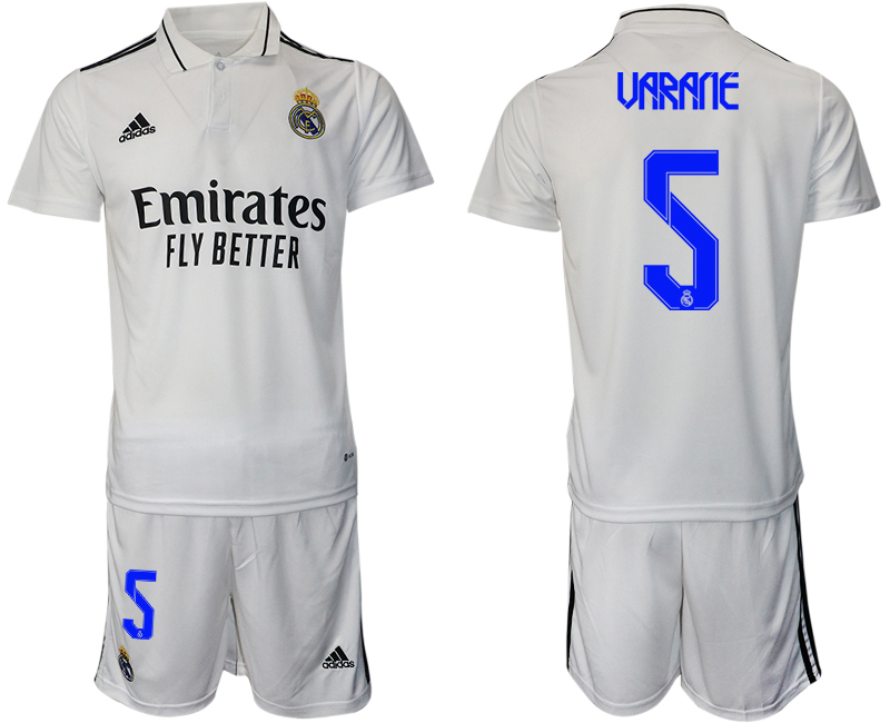 Men 2022-2023 Club Real Madrid home white 5 Adidas Soccer Jersey